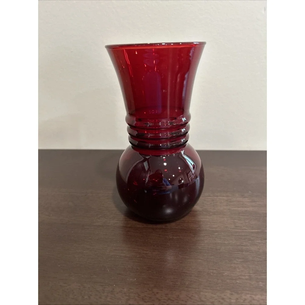 anchor hocking Royal Ruby‎ 6 Vase Vintage Glass